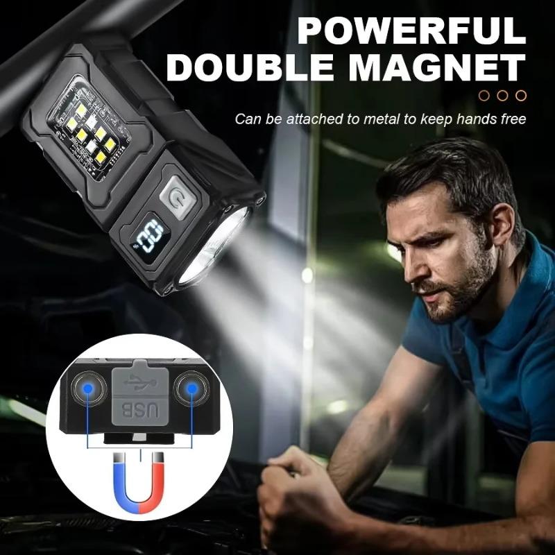 Mini Přenosná LED COB Svítilna Nastavitelná Otočná Magnetická Svítilna USB Dobíjecí Venkovní Svítilna Kempingová Nouzová Lucerna