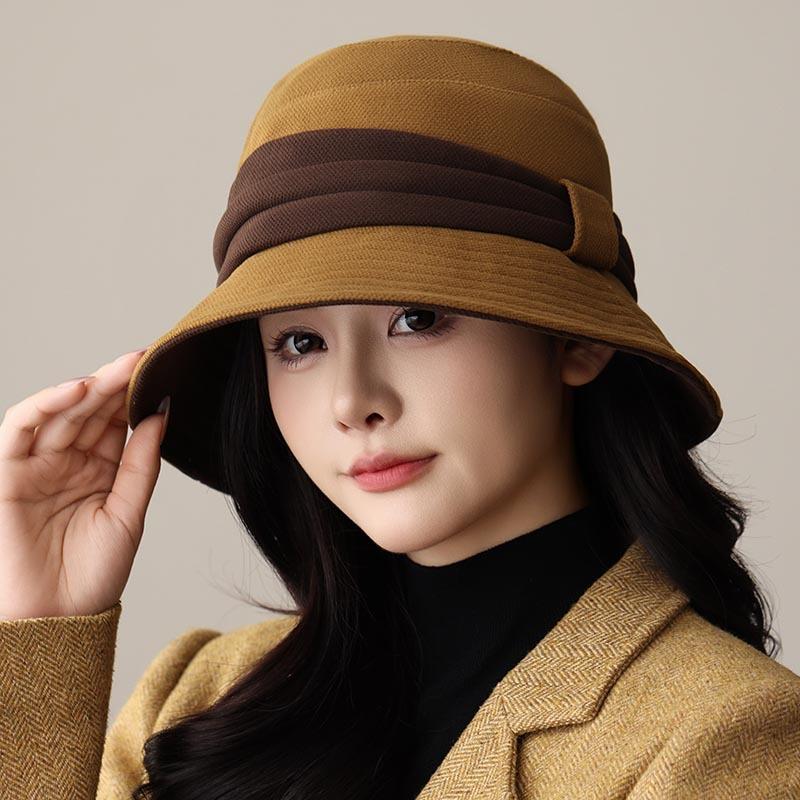 Autumn and winter new versatile face-enhancing small chic fisherman hat, elegant and elegant large head bowl hat