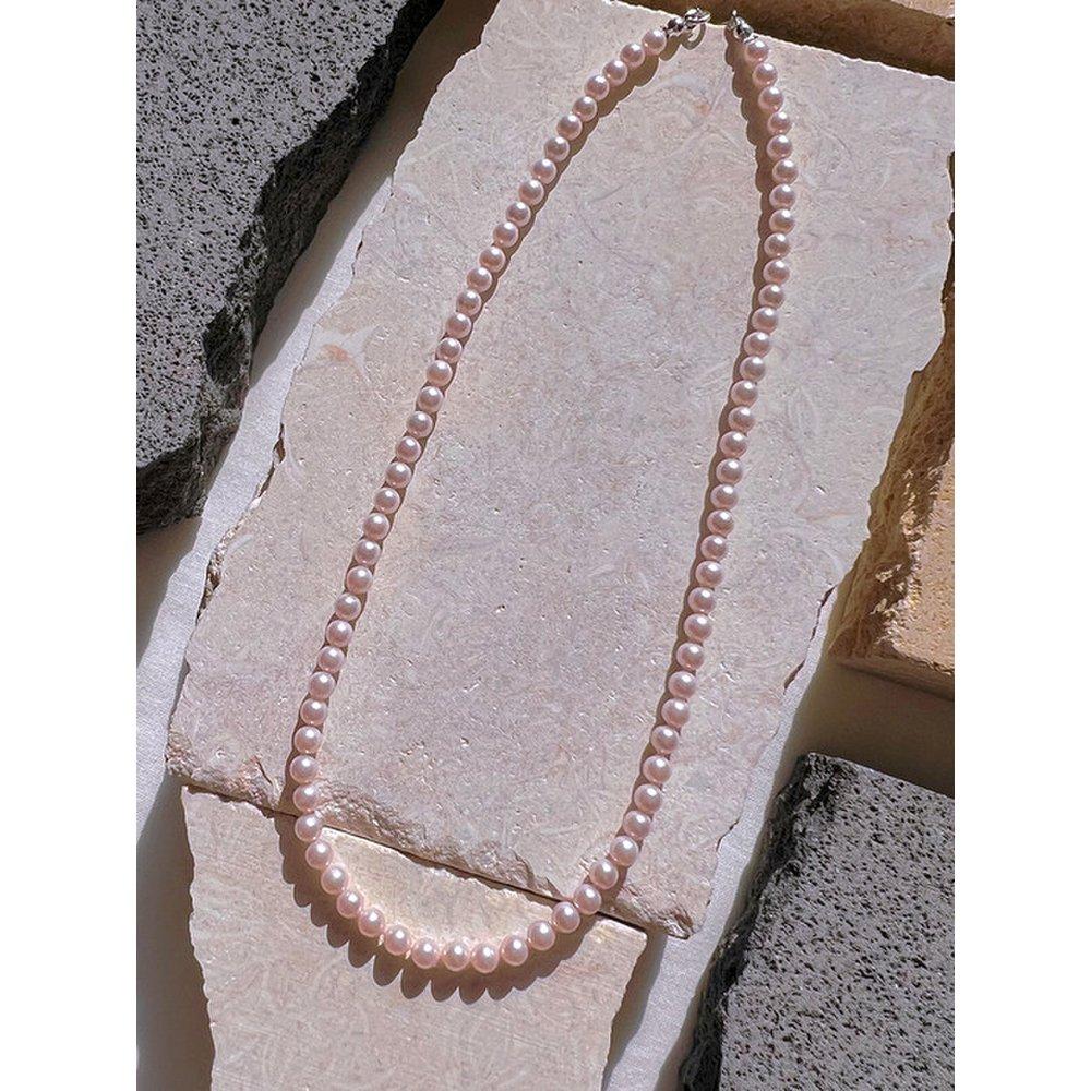 Classic Pink Pearl Necklace 4mm Silver925