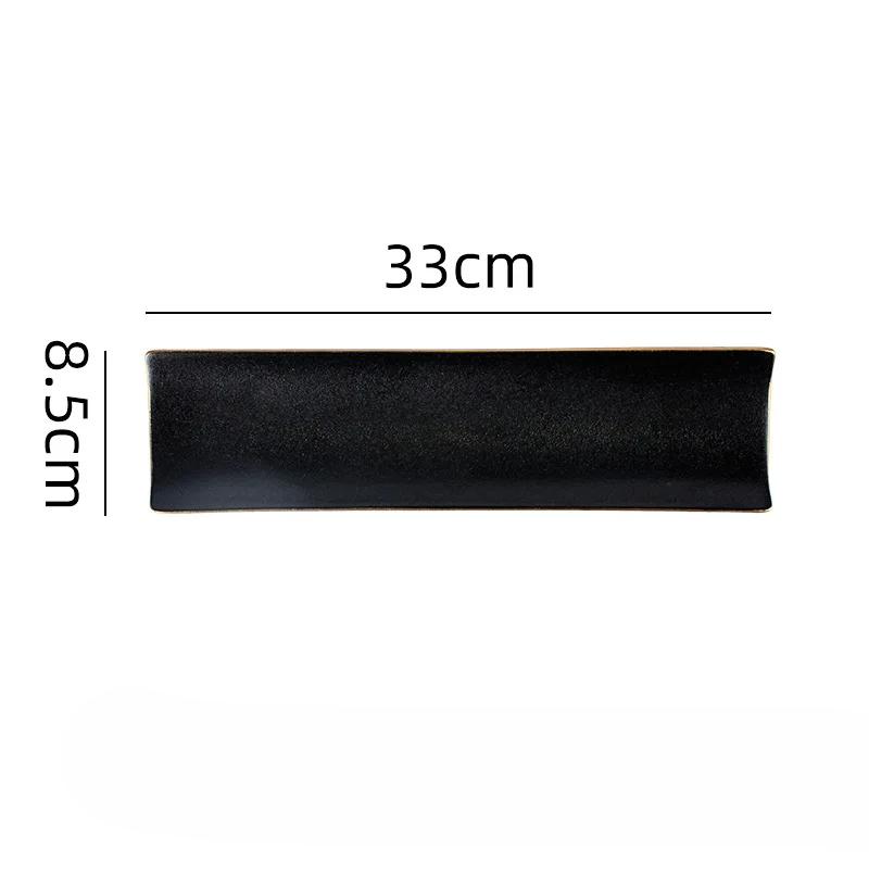 El Creative Ceramic Plate Japanese Cuisine Rectangular Phnom Penh Plate Sushi Plate El Restaurant Pure Black  Pot Dish