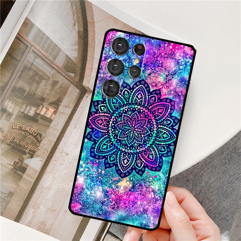 Coque de téléphone Mandala Floral à Fleurs Pour Samsung Galaxy S24 Ultra S9 S10 S20 S22 S21 Plus S23 FE S25 Ultra Protection Complète