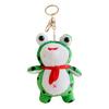 Plush Cartoon Frog Keychain Blue Red Scarf Stuffed Frog Car Key Ring Backpack School Bag Charm Purse Pendant Hanging Decoration Ornament