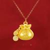 Ancient Method Gold-plated Money Bag Lucky Bag Pendant Necklace for Women Copper Transfer Gold Bead Lucky Bag Hanging Pendant