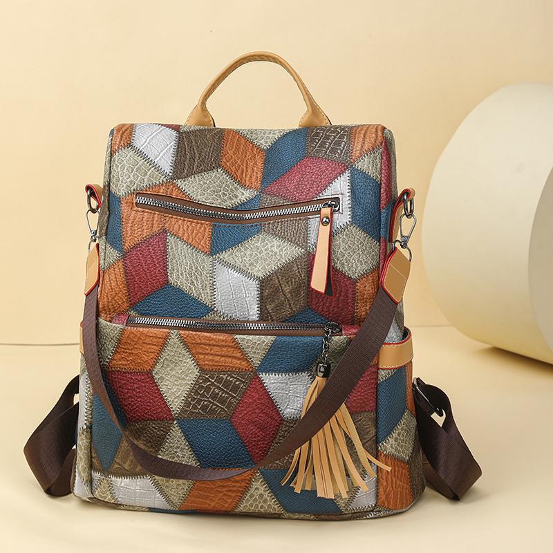 Damryggsäck i retrostil Ryggsäck med stor kapacitet Multifunktionell axelväska