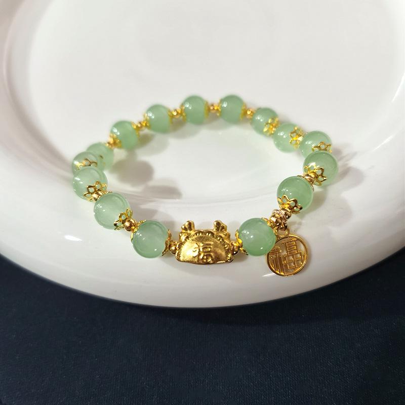 New Women's Mori Style Butterfly Glass Bracelet with Colorful Crackle Beads