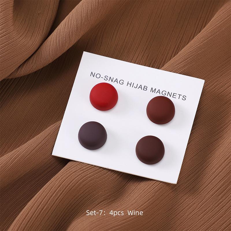 4Pairs / Card Matte Magnet Hijab Pins for Muslim Ramadan Headscarf Women Shawl Strong Magnetic Button Headscarf Magnetic Brooch