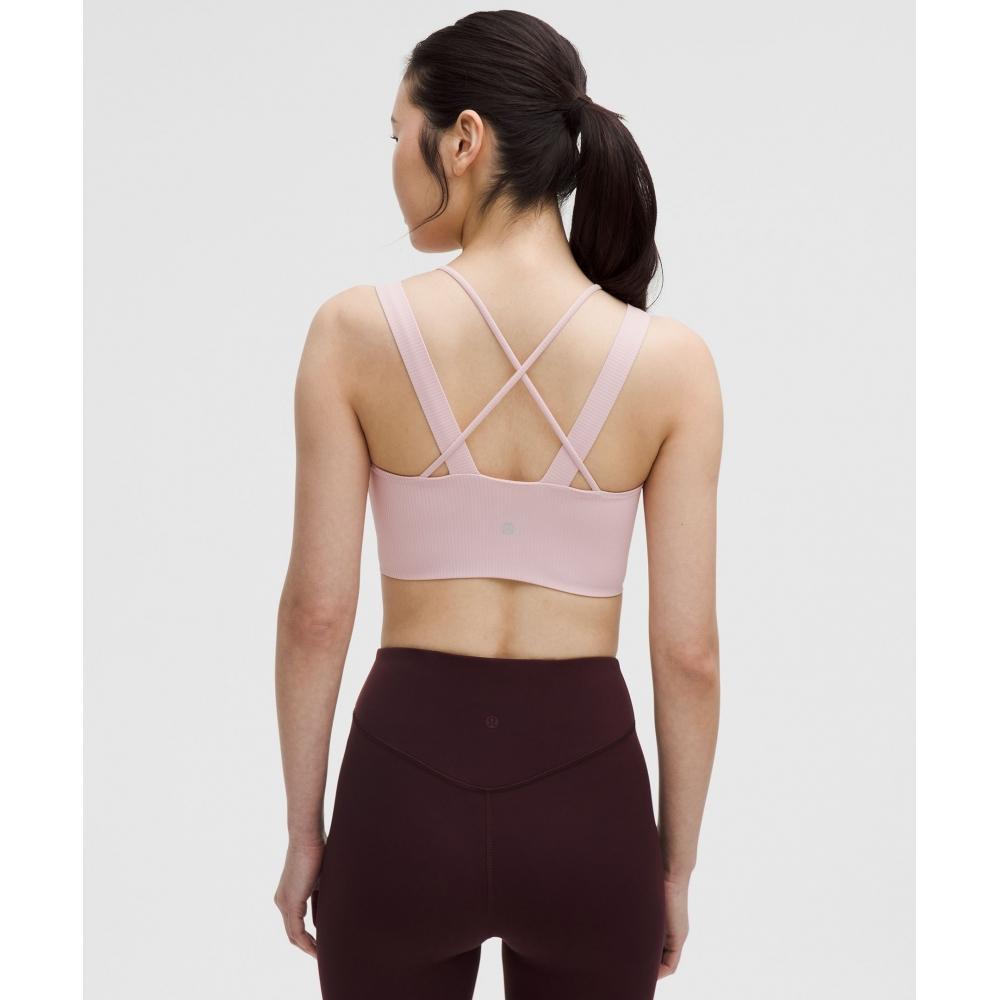 Lululemon Like A ClouD RibbeD Longline brA  Light Support  D DD Cup Pink hAze