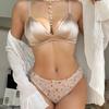 Set de lenjerie de corp sexy, fără sudură, franțuzesc, ultra subțire, în V adânc, sutiene push up pentru femei, bralette de mătase și chiloți din dantelă, seturi de lenjerie intimă