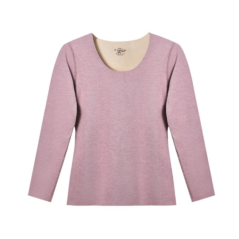 Ropa interior térmica para mujer, ropa de otoño sin costuras para mujer con una base gruesa de cachemira, lana individual de otoño e invierno otoño