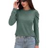Fall Winter Women's Solid Color Loose Crew Neck Pleated Long Sleeve T-shirt Top For Cross-border European American Trade