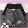 Shorts in Denim Vita Alta con Frange Strappate per Stile Urbano e Look Estivo Casual