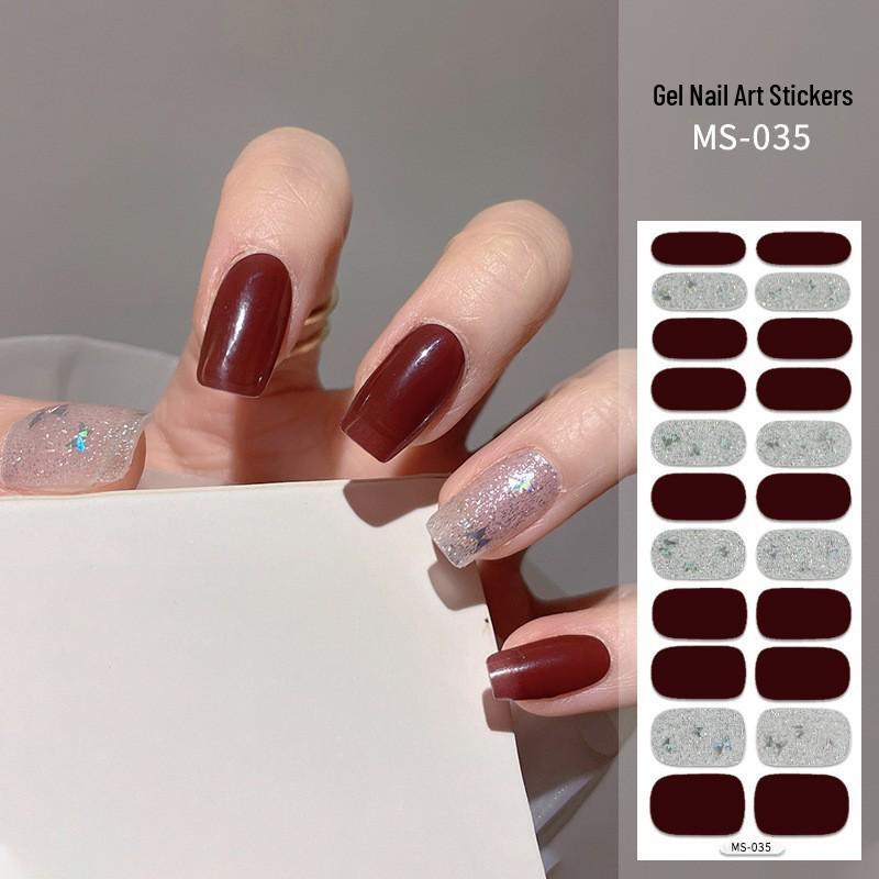 New Style Red Book Gel Nail Stickers: Semi-Western, Korean No-Bake Nail Art