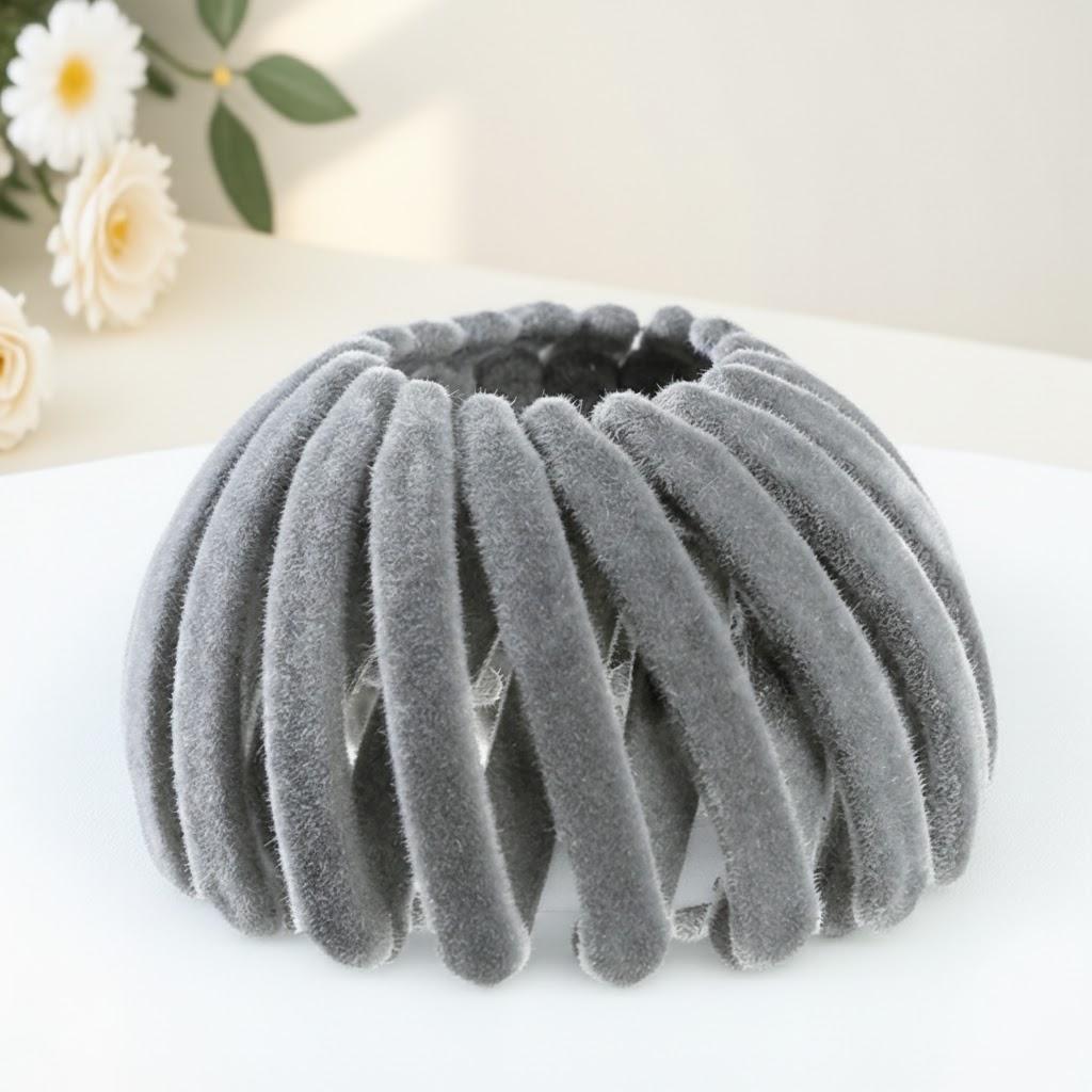 

Vintage Expandable Velvet Hair Claw Clips Retractable Ponytail Holder for Women Girls Stylish Hair Accessories серый