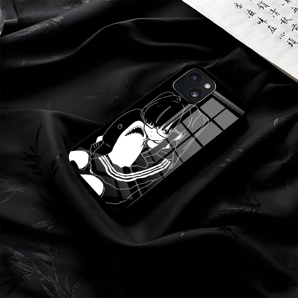 Anime Halftone Monokuro Girl Phone Case For IPhone 17 Pro Max 16 15 14 Pro Max 13 11 Plus Glass Cover