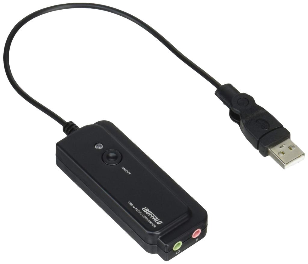 BUFFALO USB Audio Conversion Cable A to Stereo Mini for Mac and BSHSAU01BK (USB 3.5mm Plug) PS3, Black,