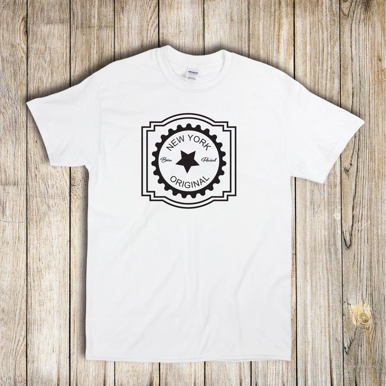 

New York Original Born And Raised Seal Hometown Local Swag White Tee Shirt M