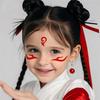 Forehead Decal Stickers for Kids Red Blue Washable Waterproof Face Tattoos for Cosplay Performances Flame Wave Designs Sticker