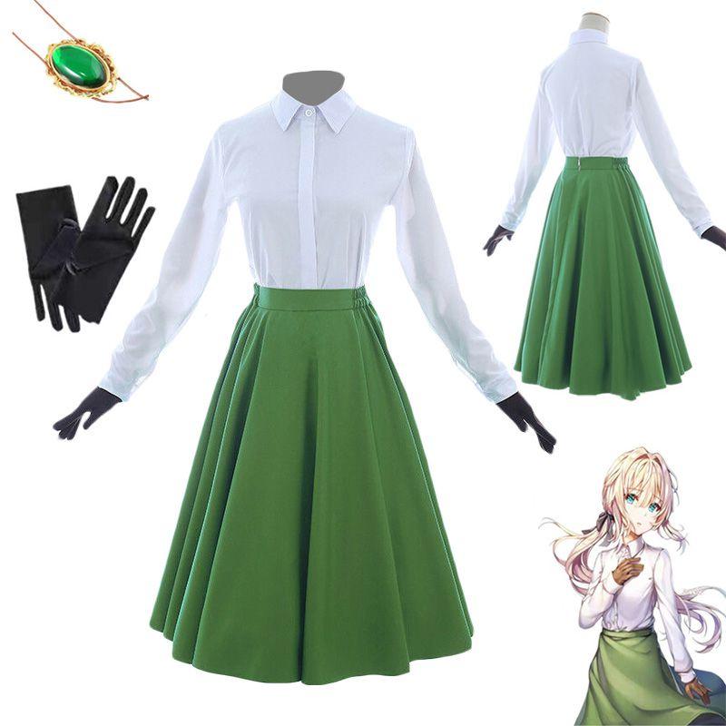Evergarden Anime Violet Cosplay Costume Outfits Blouse Dress Gloves Set Uniform