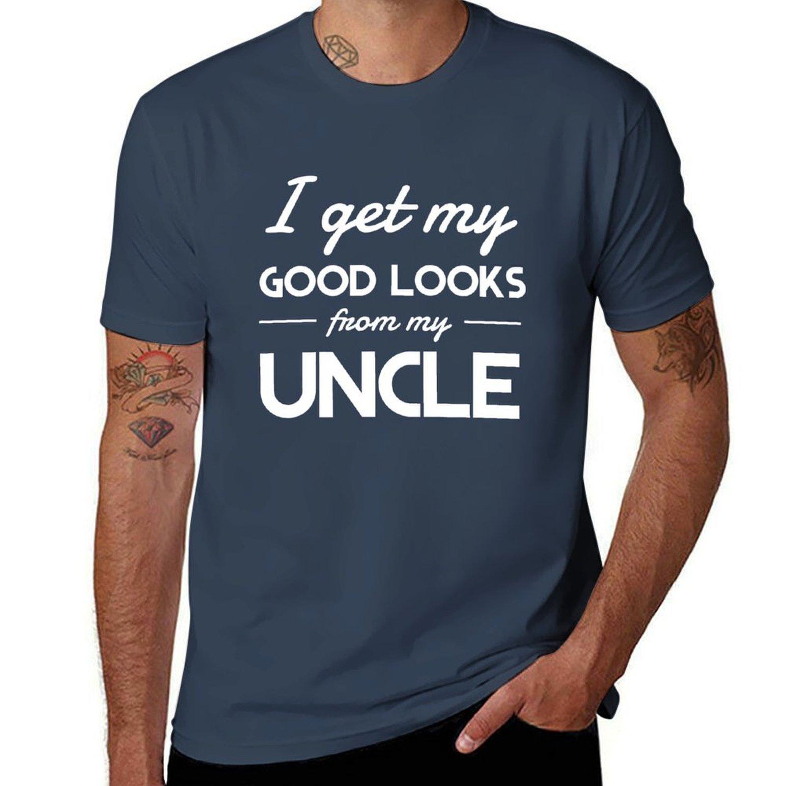 I Get My Good Lucks From My Uncle Tshirt Plus Size Solid Color Tshirt S