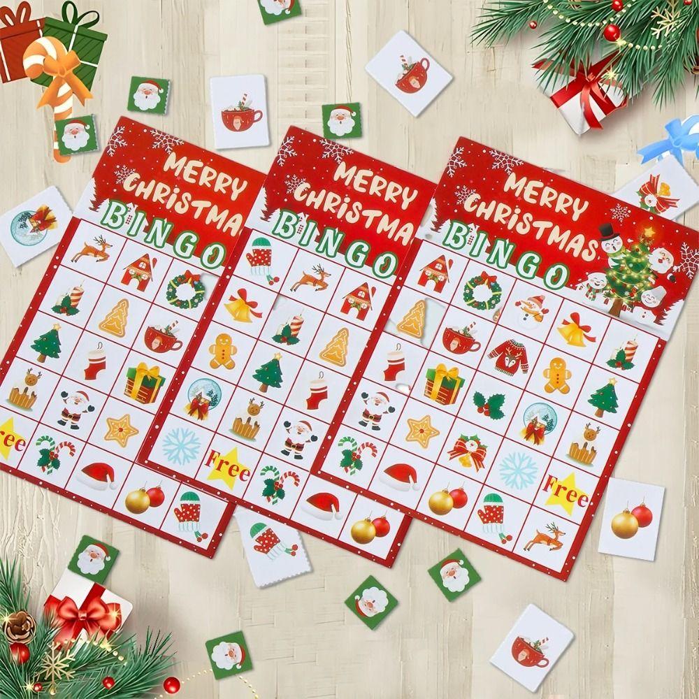 Educational Christmas Bingo Game Reward Stickers Bingo Toys Set  Family Party Game