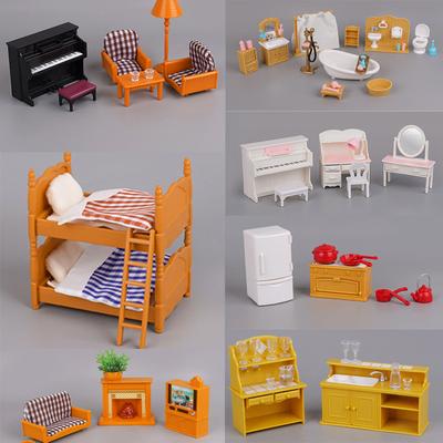 Animal Family Mini Rabbit Doll House Children'S Play House Simulation Furniture Set Doll House Girl Toys