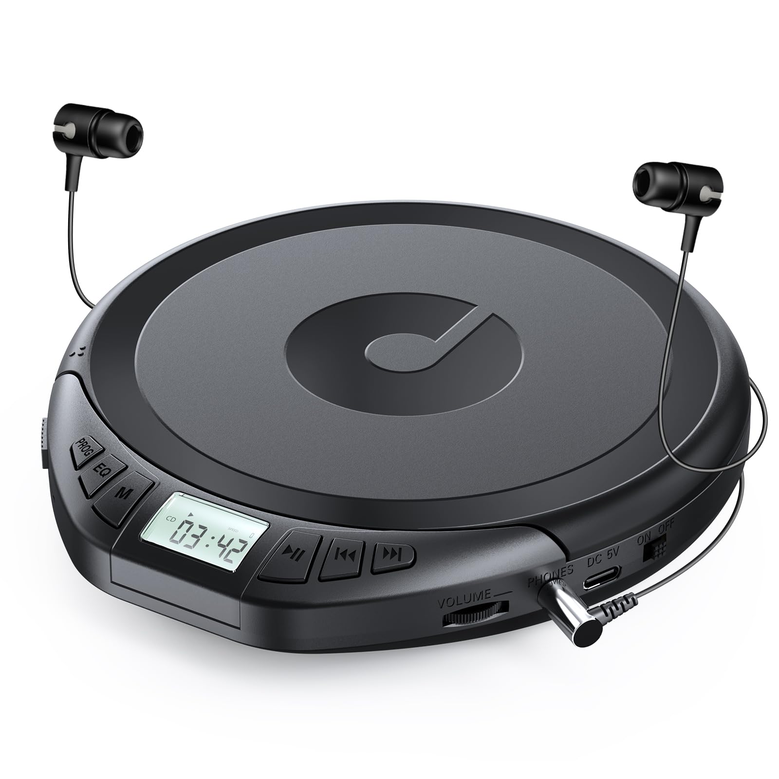 

Gueray Portable CD Player for Language Easy ESP Repeat PROG Car CD AUX MP3 Power Supply Battery Audio Headphone Japanese Instruction Manual Black чорний
