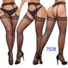 Women's Sexy Crotchless Fishnet Suspender Stockings with Eye Jacquard Design - Style 7501