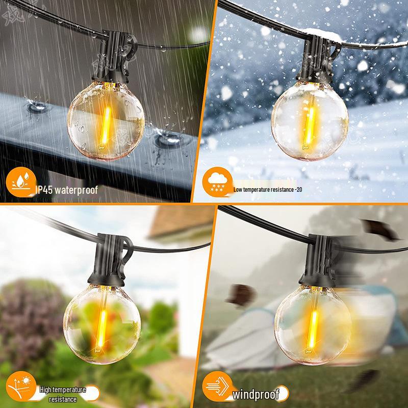 G40 Outdoor Waterproof LED Bulb String Lights - Courtyard, Wedding & Holiday Fairy Atmosphere Lights