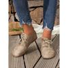Damen Retro Flache Schnürschuhe Damen Frühling und Sommer Neu Bequeme Flache Runde Zehenpartie Freizeitschuhe