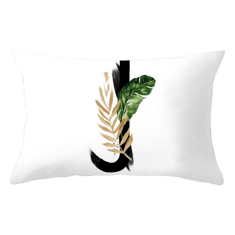 30x50cm 26 Letters Polyester Pillowcase Green Leaves Plant Cushion Cover Living Room Home Decoration Car Waist Throw Pillow Case
