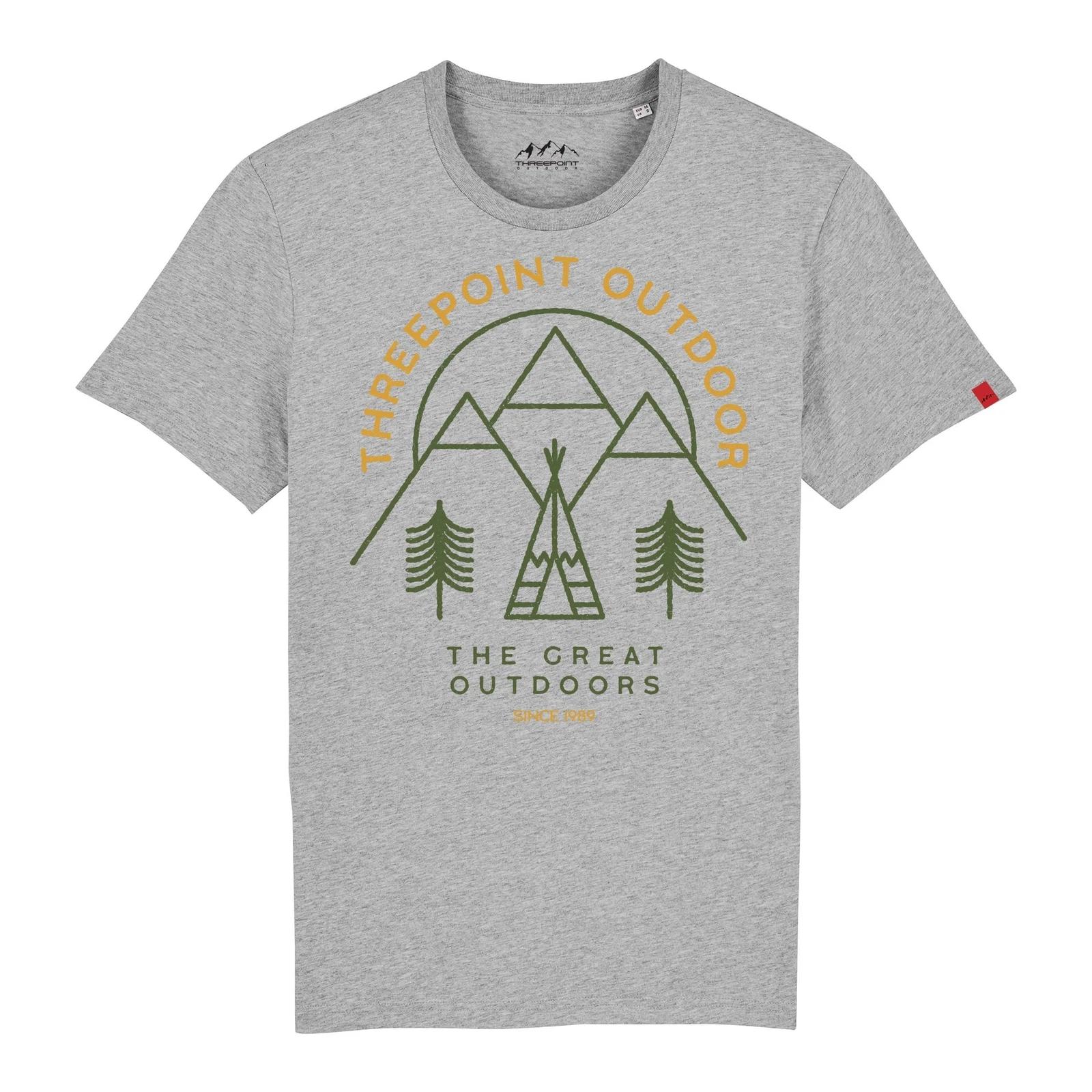 Threepoint Outdoors Grey Heather  Great Outdoors  T-Shirt 2XL