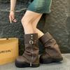 Long boots, high boots, small men, spring and autumn heightening trousers, stacking new muffin boots, thick-soled folds, retro