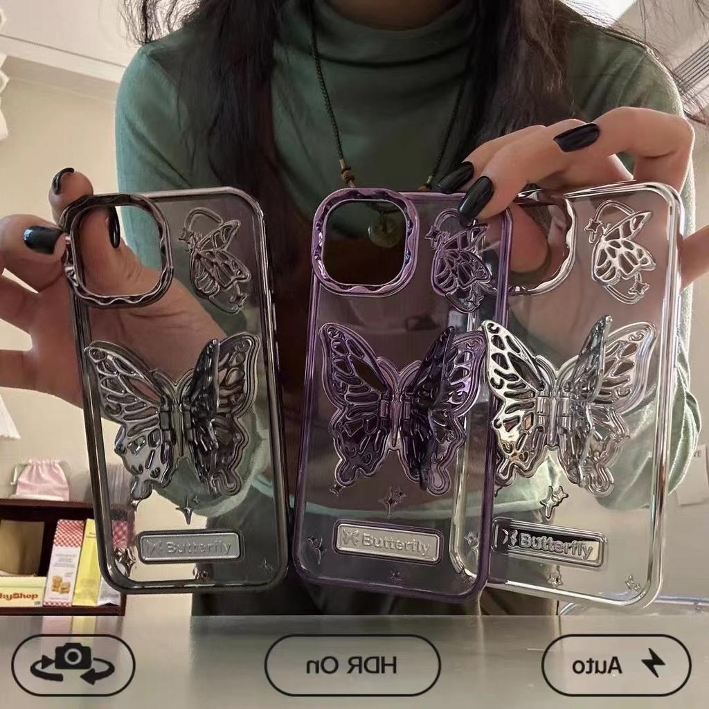 Ins Butterfly iPhone Case 15promax Three-dimensional iPhone13 Protective Case Holder Creative 14pro Application