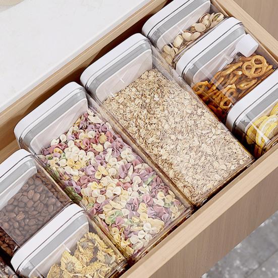 Airtight Food Container with Pop Lid Stackable Kitchen Pantry Organizer One Button Opening Flour Sugar Container for Cereal Rice Flour Pasta Snacks