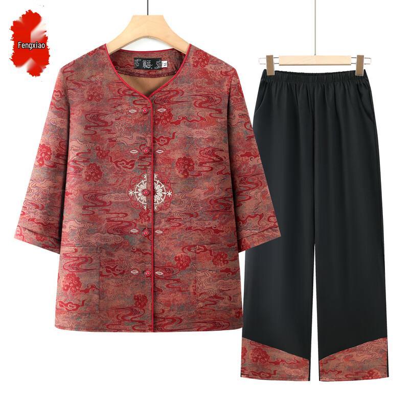 Women s Summer Two-Piece Outfit for Elderly 4XL
