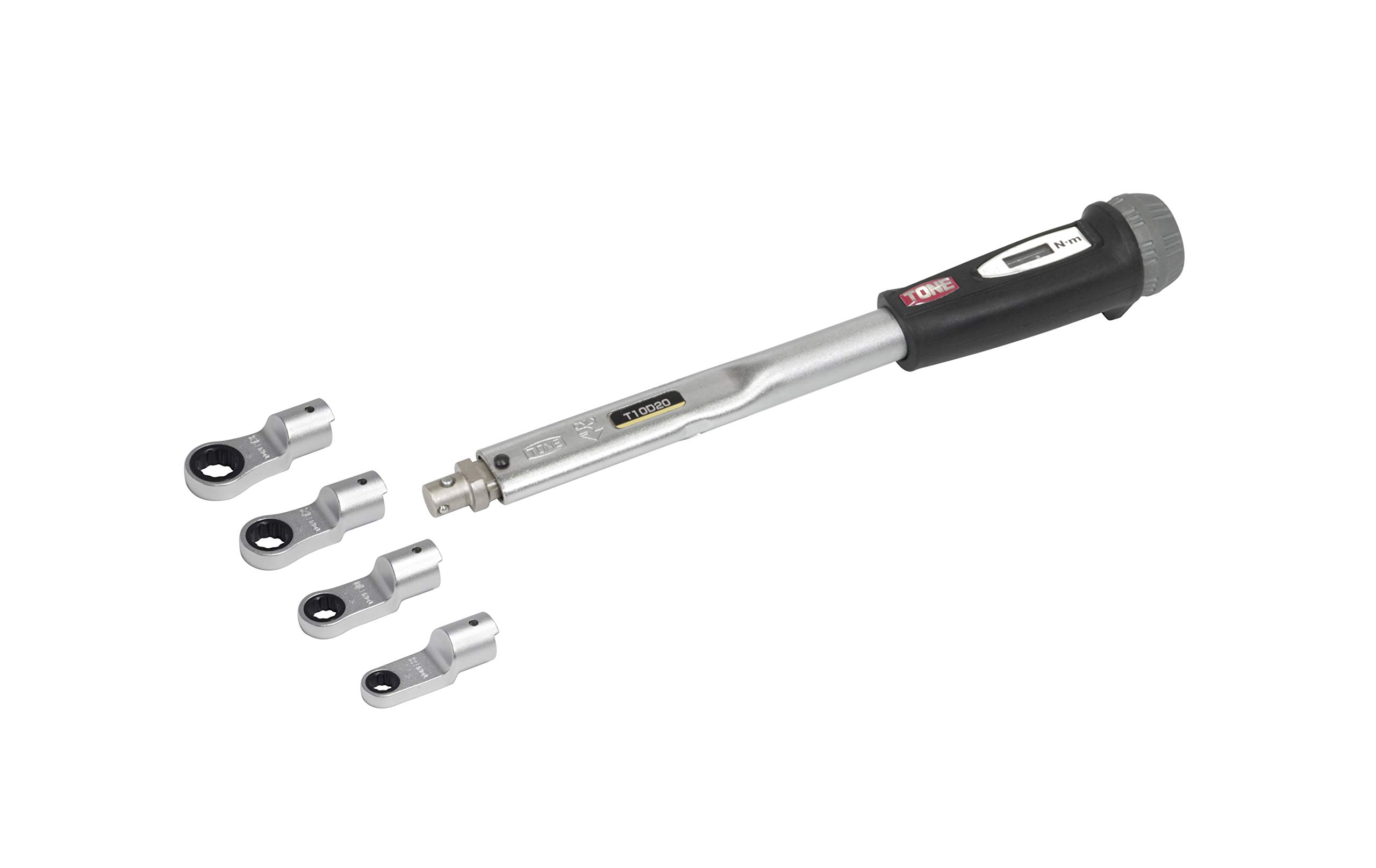 

TONE Preset Torque Ratchet Open End Headset Set Wrench, (Direct Set, Interchangeable), T10D20RM40, 10mm, Black, 20N·m, 5-Piece чорний