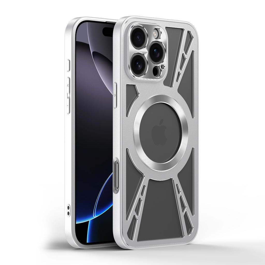 Metal Magsafe Cooling Case for iPhone 16 Pro 15 14 13 12 11 Pro Max 360 ° Rotating Bracket Wireless Charging Protective Cover