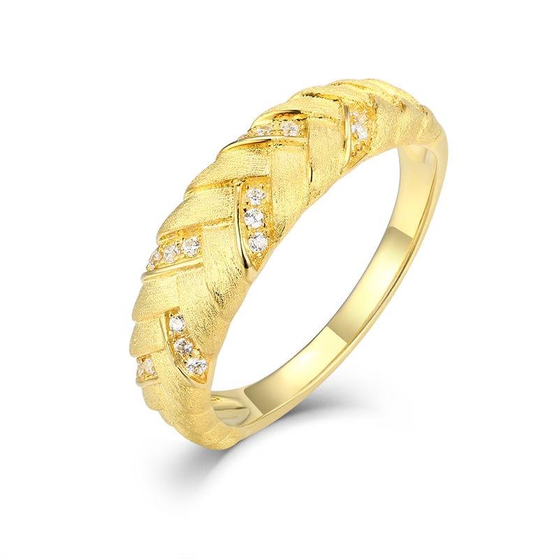 

S925 Sterling Silver Italian Vintage Woven Handmade Brushed Ring Girls Popular Medium Antique Ring No. 7