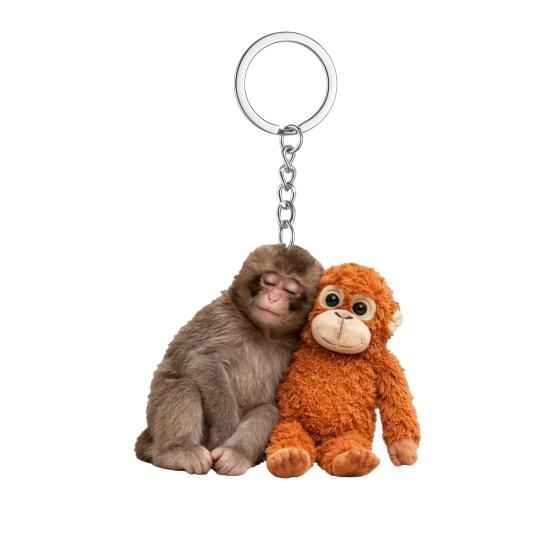 Klíčenka s přívěskem Plácni opici Oboustranný akrylový opičák držící hračku Klíčenka Batoh Kabelka Doplňky