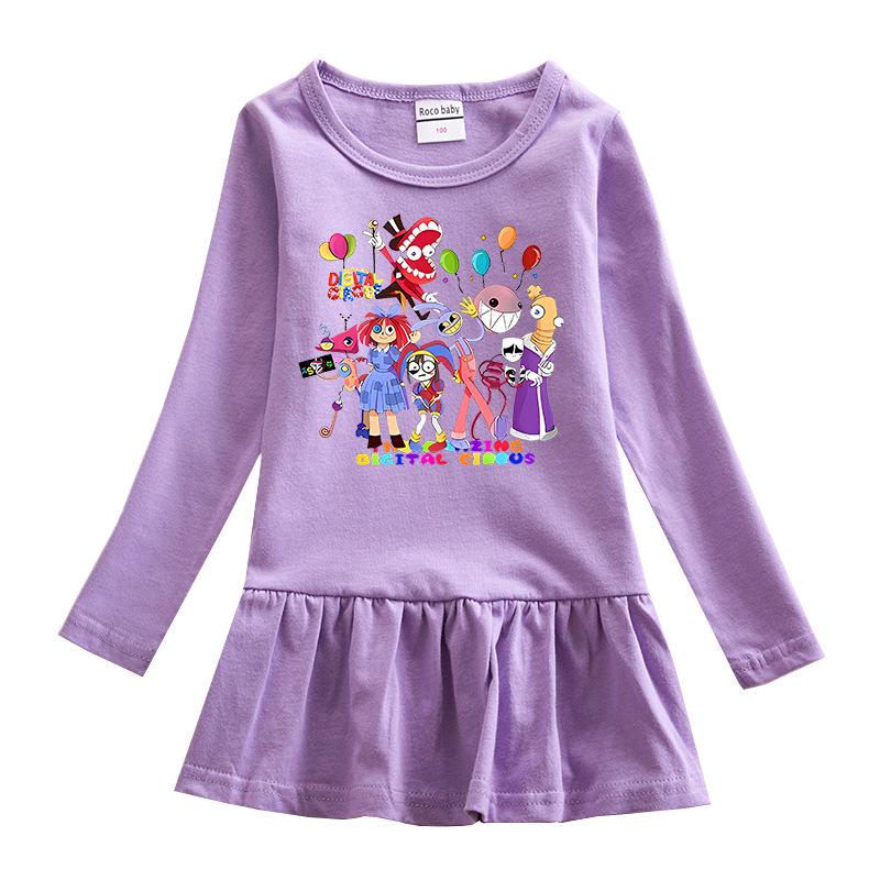 Korean Style Girls' Cartoon Long Sleeve Princess Dress - Mesh Skirt (Spring & Autumn 2026)