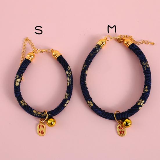 Pet Collar Chinese Style Decorative Skin Friendly Adjustable Cat Dogs Necklace Collar with Pendant Bell for Festival