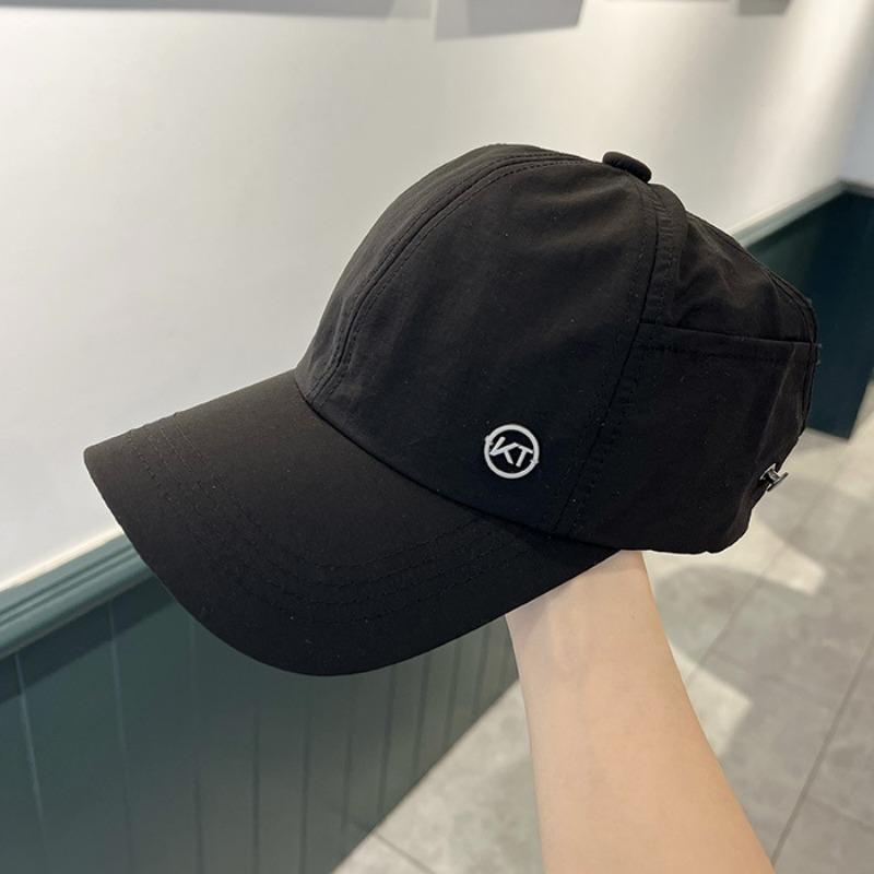 

Быстросохнущая бейсболка женская летняя модная солнцезащитная кепка с возможностью завязать высокий хвост, спортивный козырек, шляпа с открытым верхом adjustable чёрный