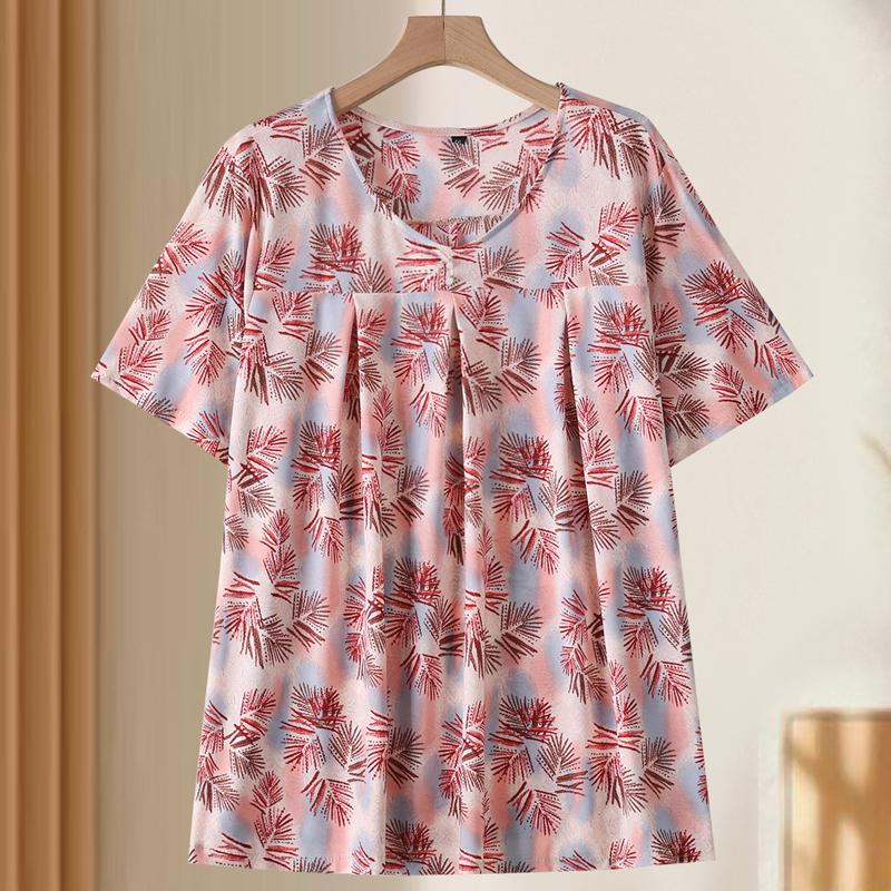 Plus Size 4XL-8XL Elegant Blouses for Women Tops Casual Loose Short Sleeve Female Shirt Summer Vintage Clothes