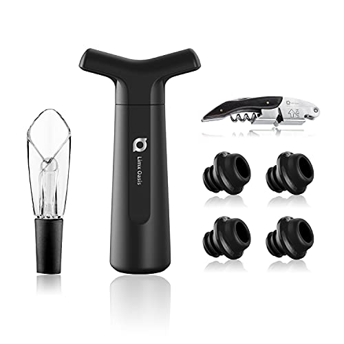

Limx Oasis 7-In-1 Professional Waiter s Corkscrew Gadgets Set,Include 1 Stainless Steel Bottle Opener with Foil Cutter,1 Aerator,1 Pump and 4 Food Gra