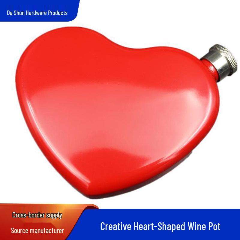 4.4oz Heart-Shaped Stainless Steel Hip Flask, Portable Outdoor Baijiu Bottle