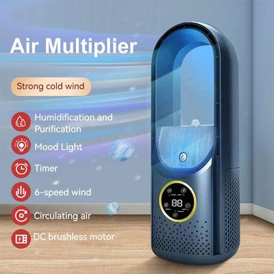 Portable Mini Air Conditioner USB Air Cooler Bladeless Electric Fan 6-speed Silent Timed Air Conditioner Cooling Fan Humidifier