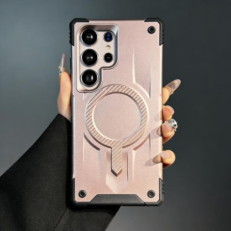 Luxury Carbon Fiber Pattern Magnetic Armor Case for Samsung S25 S24 S23 Ultra Plus Edge FE A35 A55 A36 A56 A16 A26 A17 A15 A14