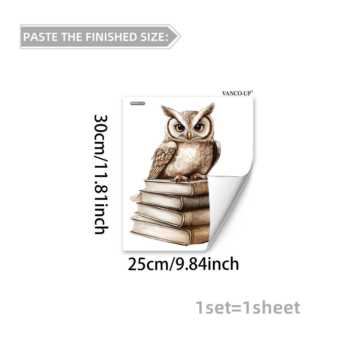 

Cute Owl with Book Wall Stickers, Self-Adhesive Decor for Bedroom Living Room Background Decoration 25x30cm