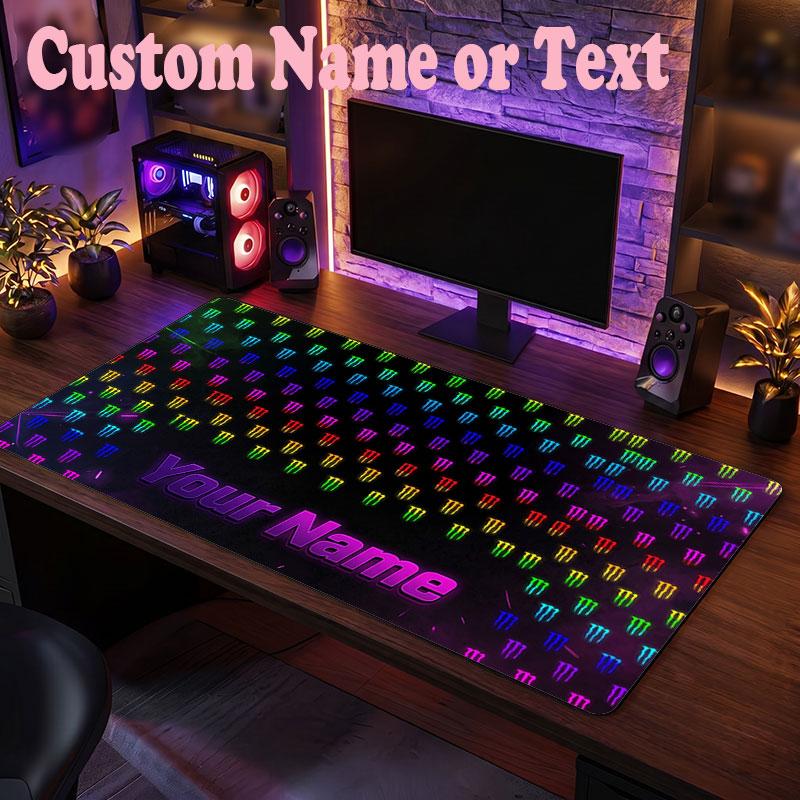Tappetino per Mouse Personalizzato con Nome Testo Monster Energy, Tappetino Grande per Scrivania, Regalo Personalizzato per Ufficio di Casa