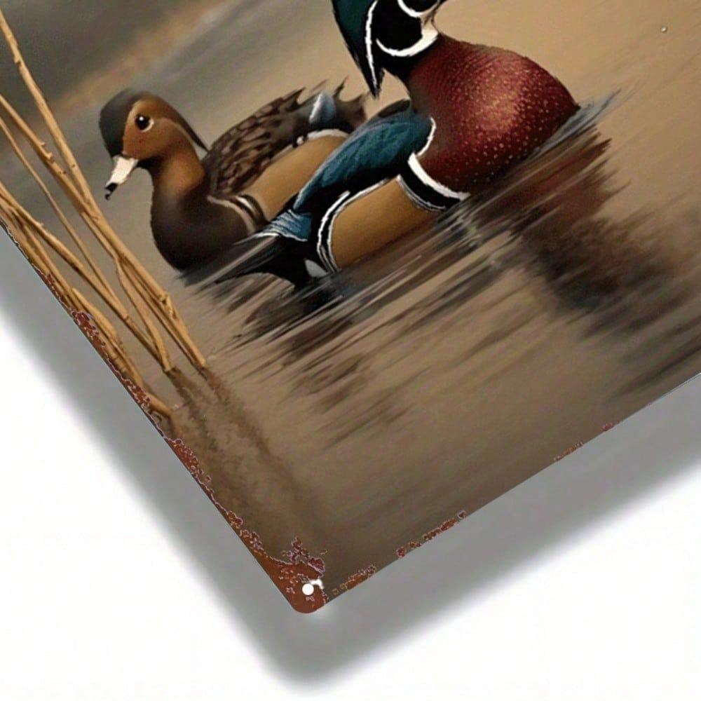 1pc Vintage Lakeside Wild Duck Metal Sign 2D Rustic Iron Wall Art 8x12 Inch Nostalgic Decor for Home Bar Garage Club